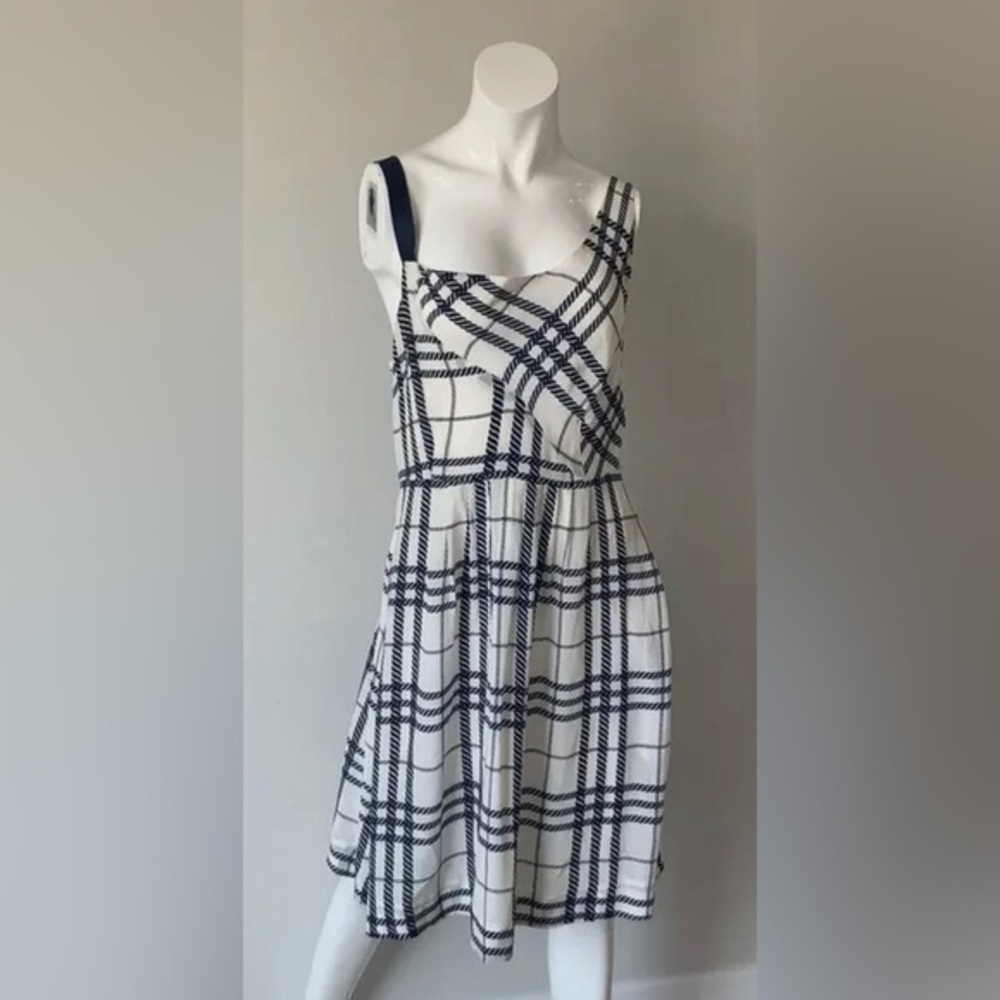 Anthropologie Moulinette Soeurs  Blue white silk nautical rope midi dress size 4